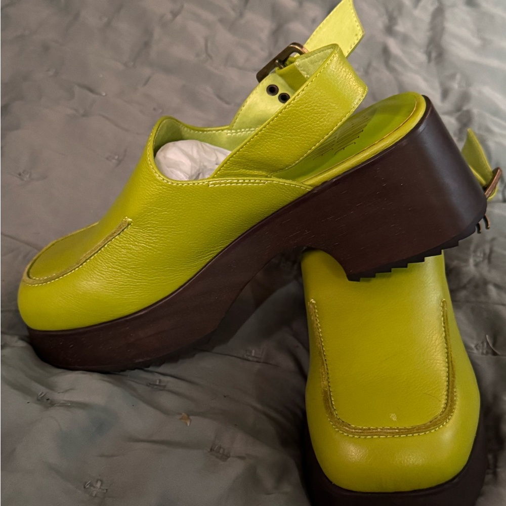 Lime Green Platform Clogs